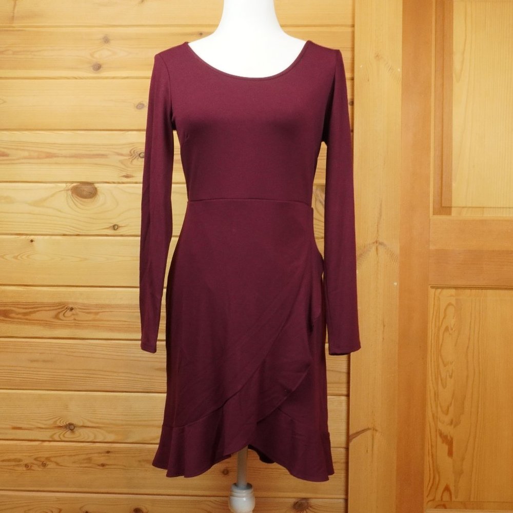 Lulus Compliment Catcher Burgundy Long Sleeve Mini Dress Size Medium‎